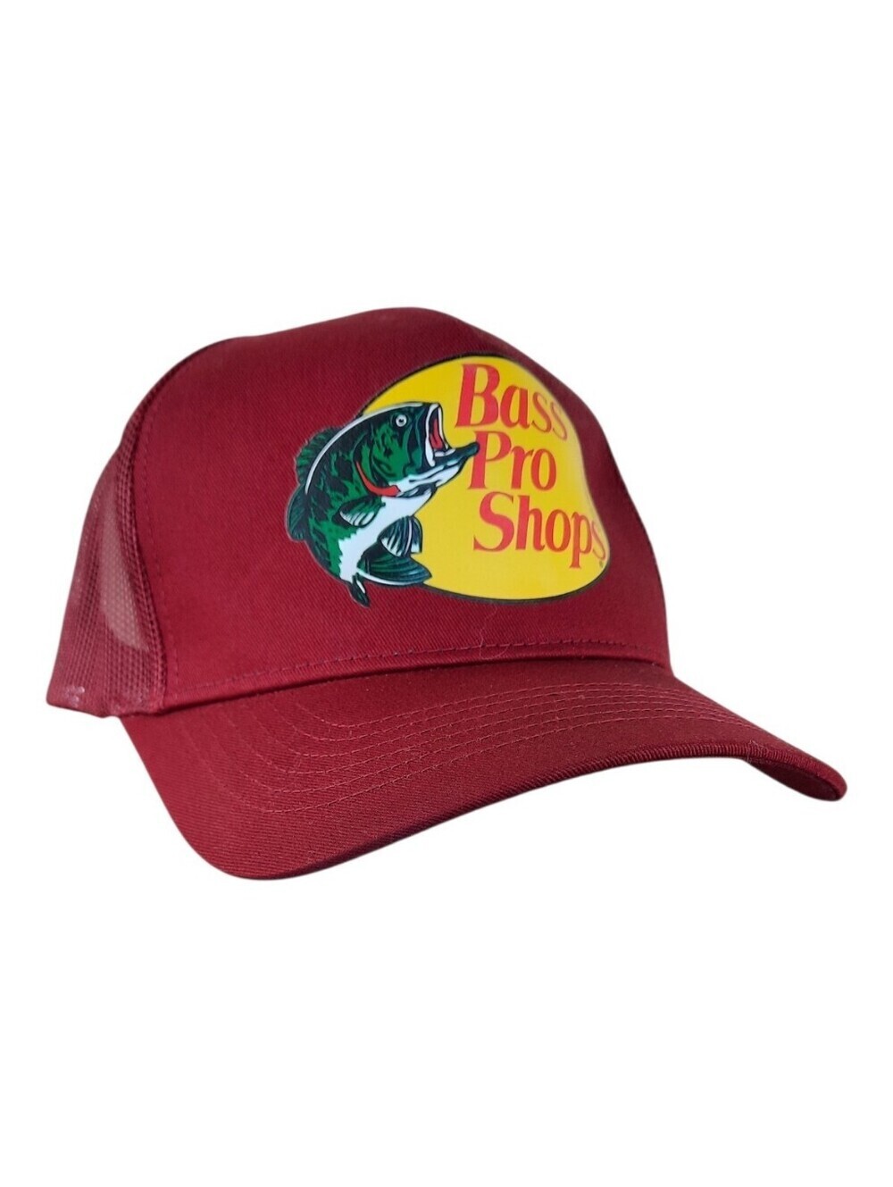 Bass Pro Shops Gone Fishing Maroon Graphic Logi Snapback Trucker Dad Hat Unisex